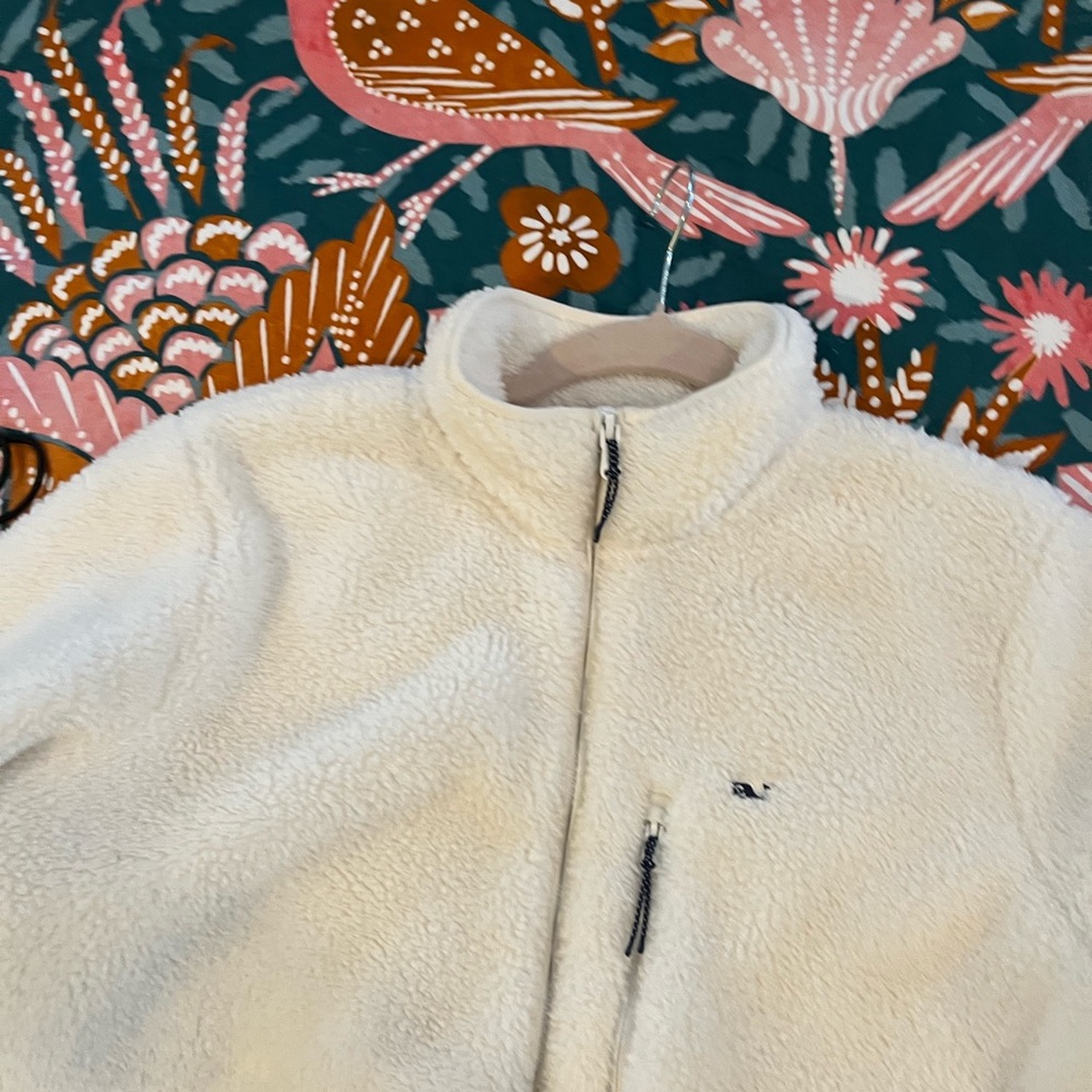 Vineyard Vines Cream Fleece Zip-Up Jacket